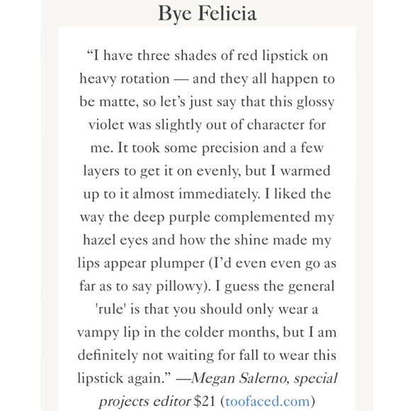 new Too Faced โป Melt Latex Lip Color โป Bye Felicia - Picture 9 of 12